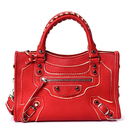 Balenciaga Supple Grained Calfskin Classic Silver Hardware Highlight Mini City Rouge Fraise 1 of 4