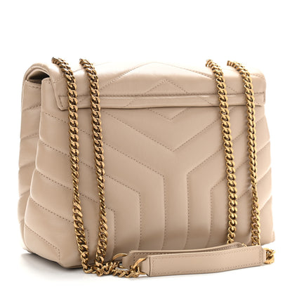 Saint Laurent Calfskin Y Quilted Monogram Small Loulou Chain Satchel Dark Beige 3 of 13