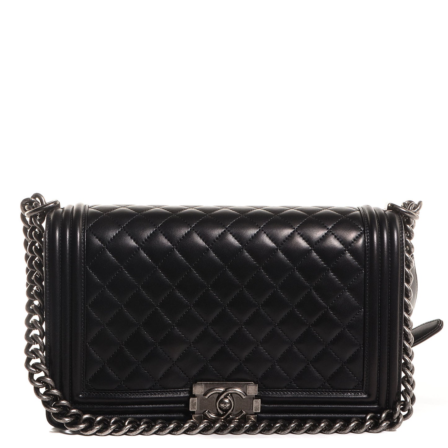 Lambskin Quilted New Medium Boy Flap Black