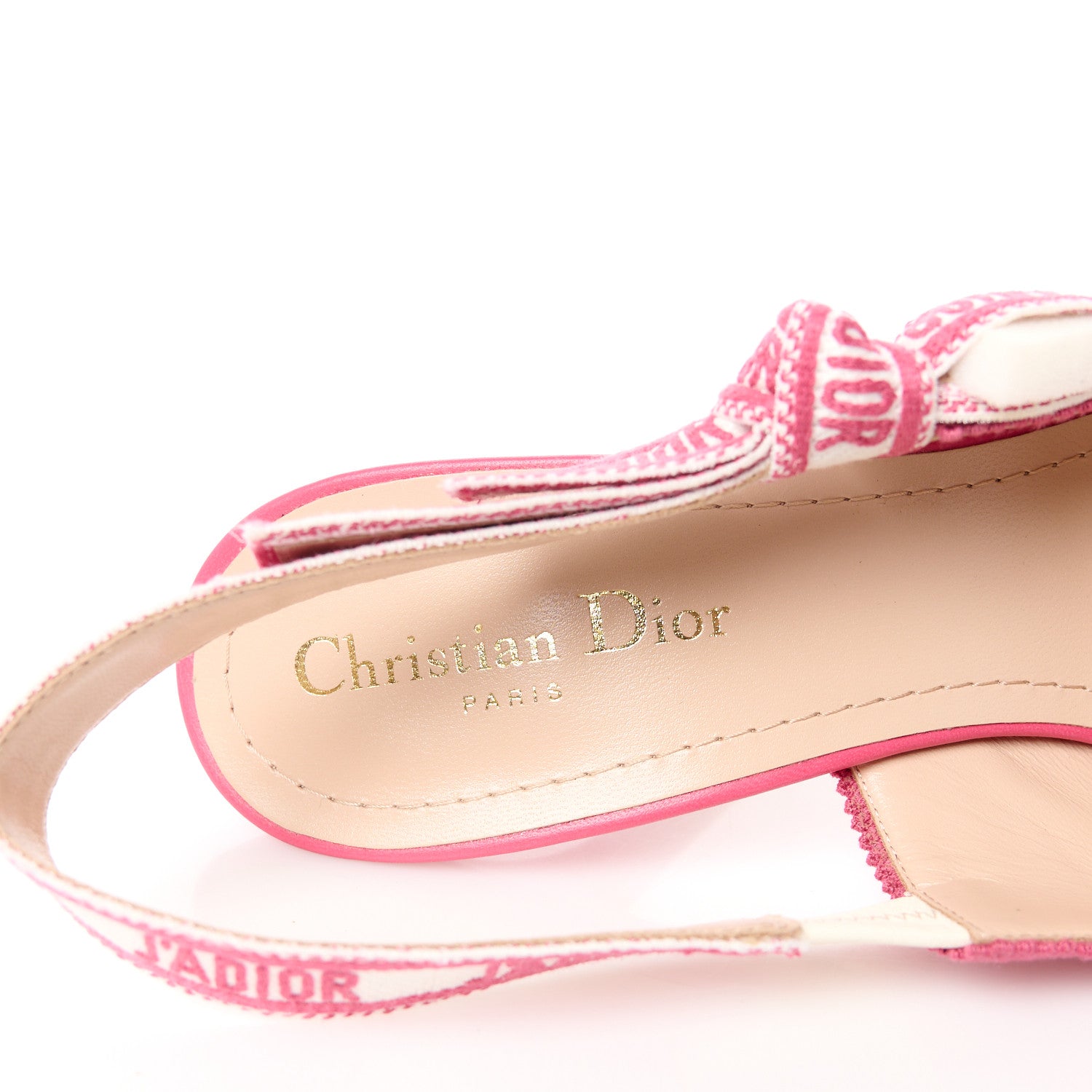 Christian Dior Technical Canvas Ribbon Embroidered J'Adior Slingback 100mm Pumps 39.5 Passion Pink 7 of 9