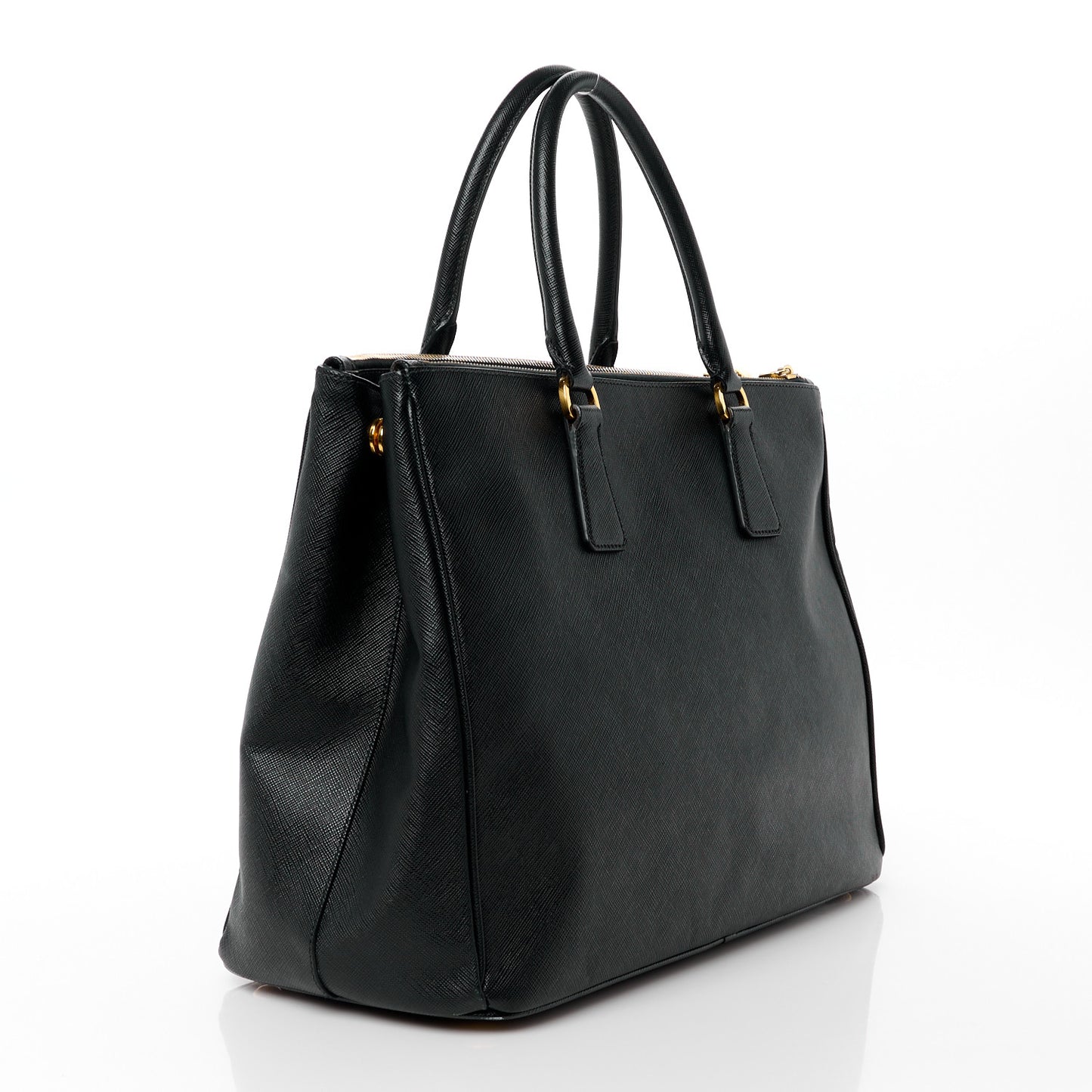 Saffiano Large Galleria Double Zip Tote Black