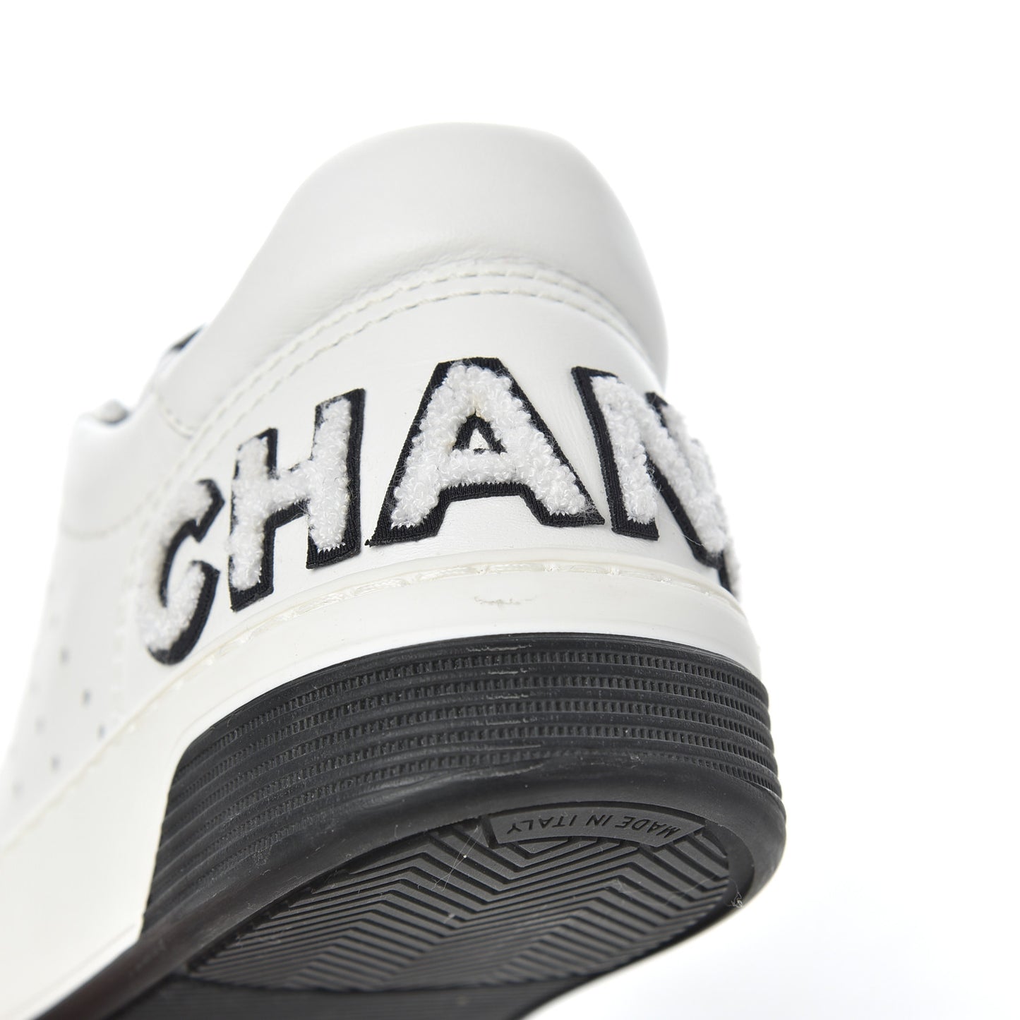 Calfskin Womens Logo Sneakers 35 Black White