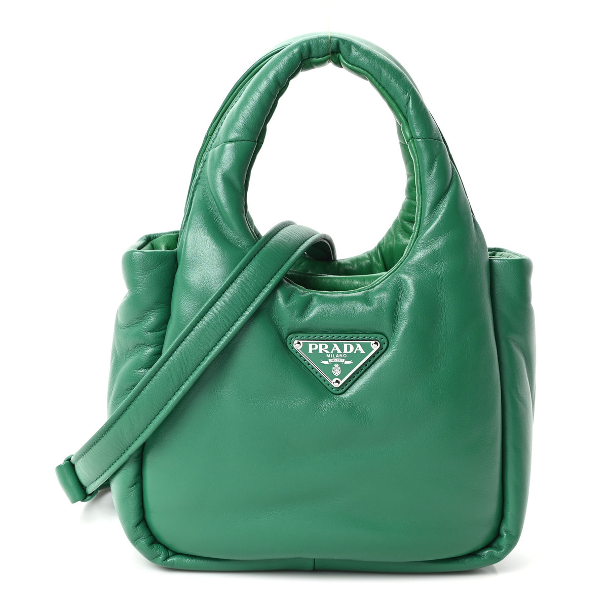 Prada Nappa Soft Padded Small Double Handled Shoulder Bag Mango 1 of 9