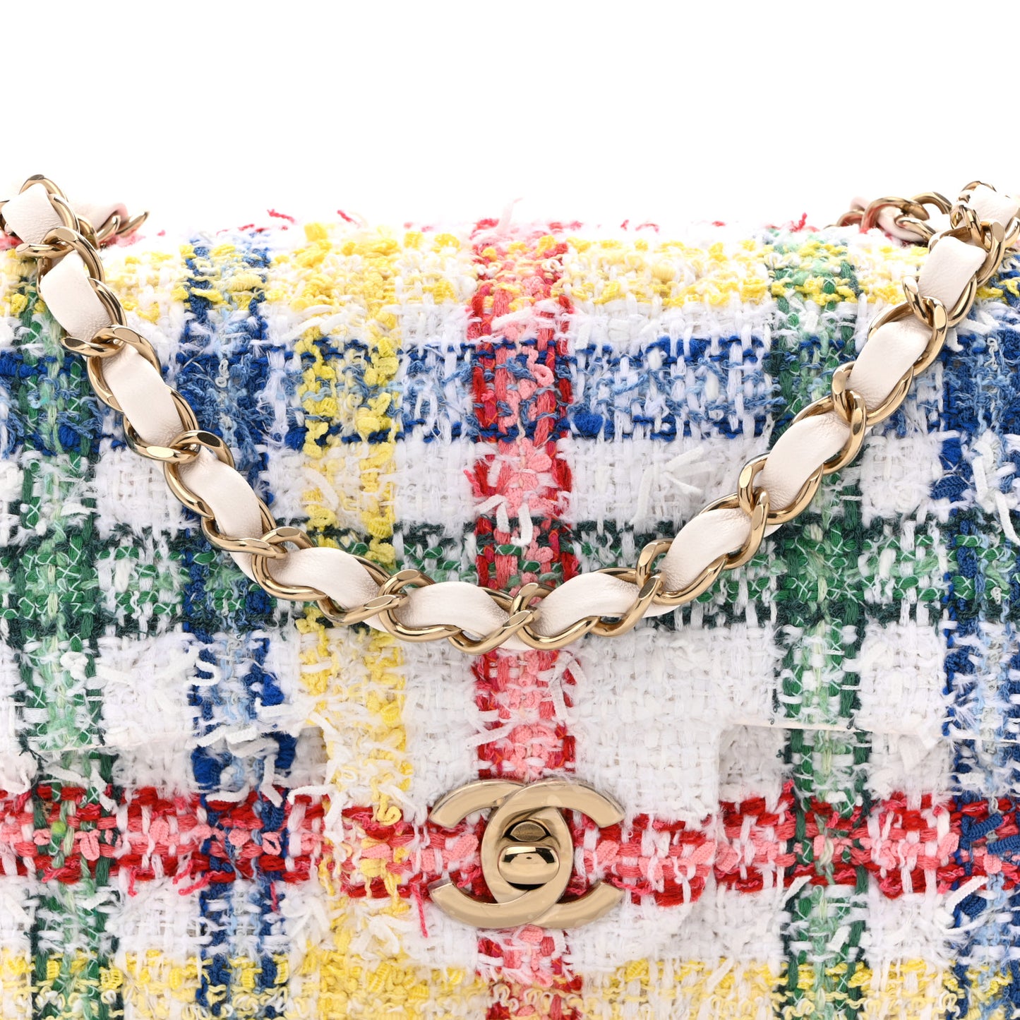 Tweed Quilted Mini Rectangular Flap White Red Yellow Blue Green