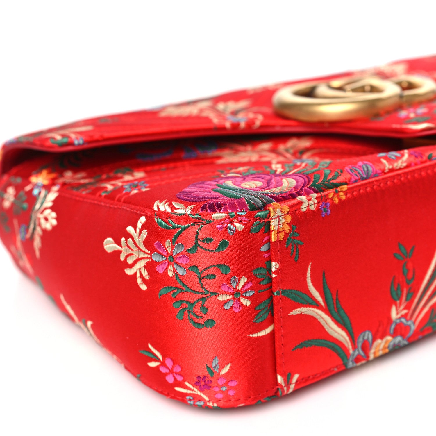 Gucci Jacquard Matelasse Floral Medium GG Marmont Shoulder Bag Red 9 of 13