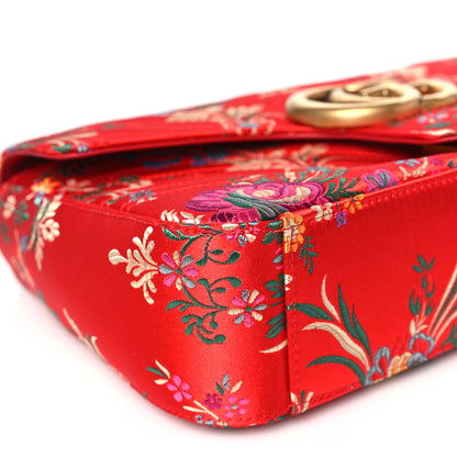Gucci Jacquard Matelasse Floral Medium GG Marmont Shoulder Bag Red 9 of 13