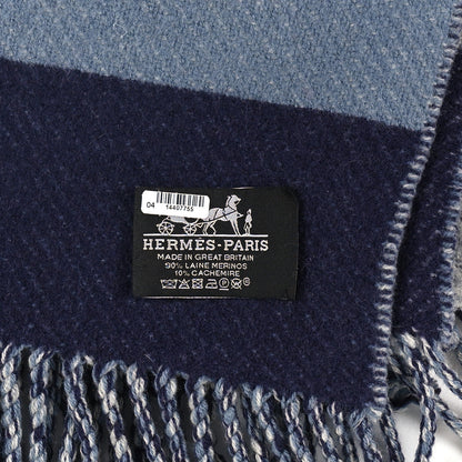 Hermes Cashmere Wool Brides De Gala Plaid Blanket Glacier 3 of 4