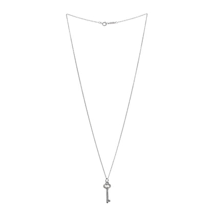 Tiffany Platinum Diamond Mini Vintage Oval Key Pendant Necklace 3 of 7