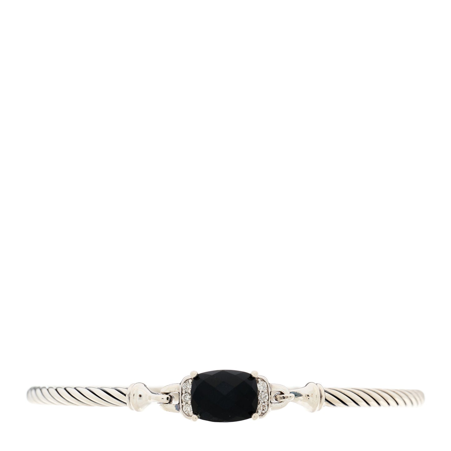 Sterling Silver Diamond Black Onyx 3mm Wheaton Bracelet