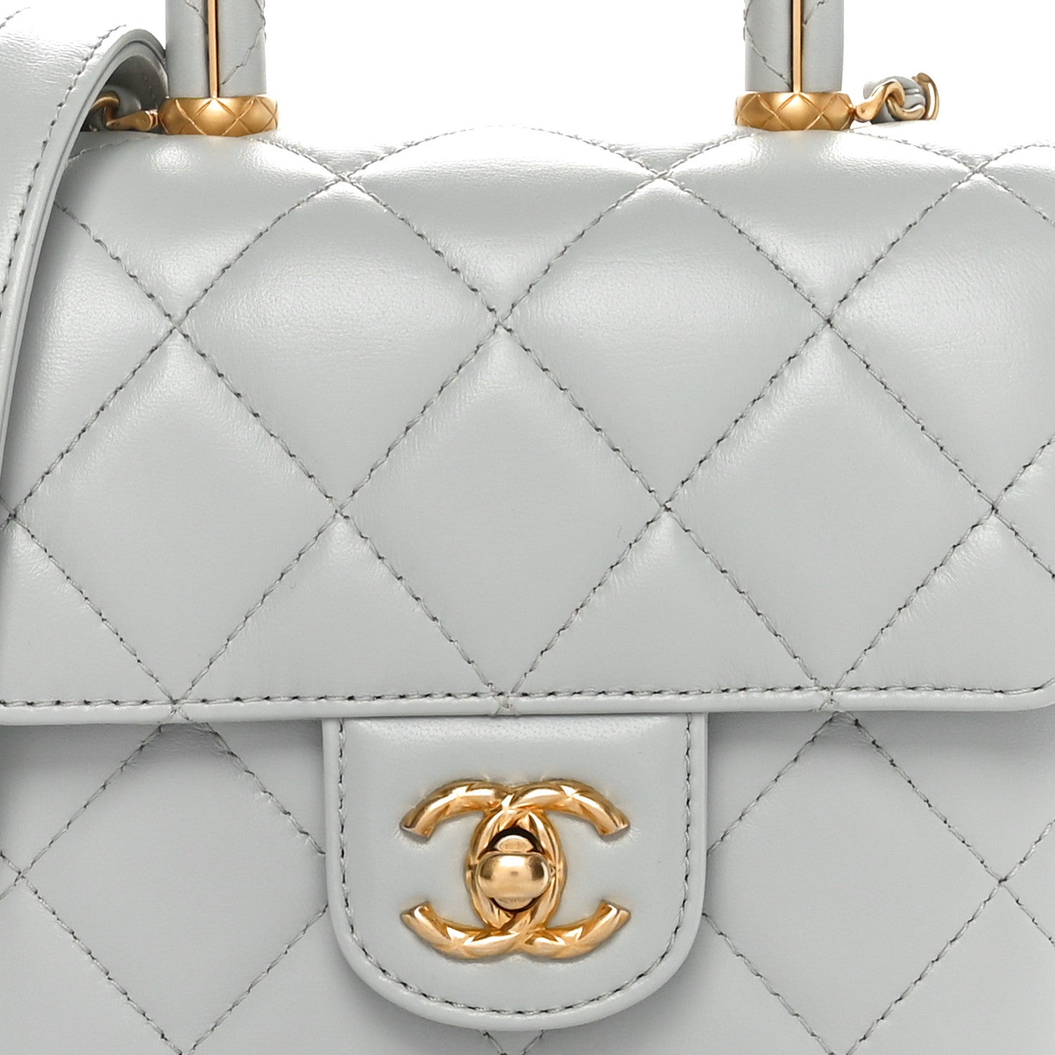 Chanel Lambskin Handle Crush Top Handle Flap Bag Grey 8 of 10