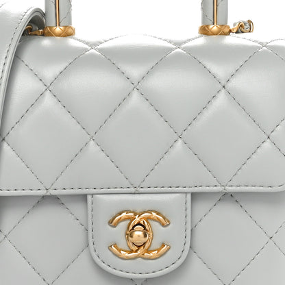 Chanel Lambskin Handle Crush Top Handle Flap Bag Grey 8 of 10