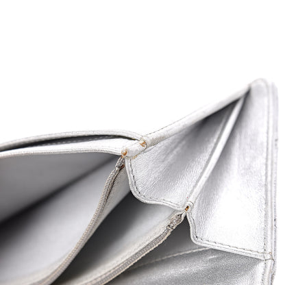Chanel Metallic Lambskin Quilted Reissue Yen Wallet Silver 14 of 18