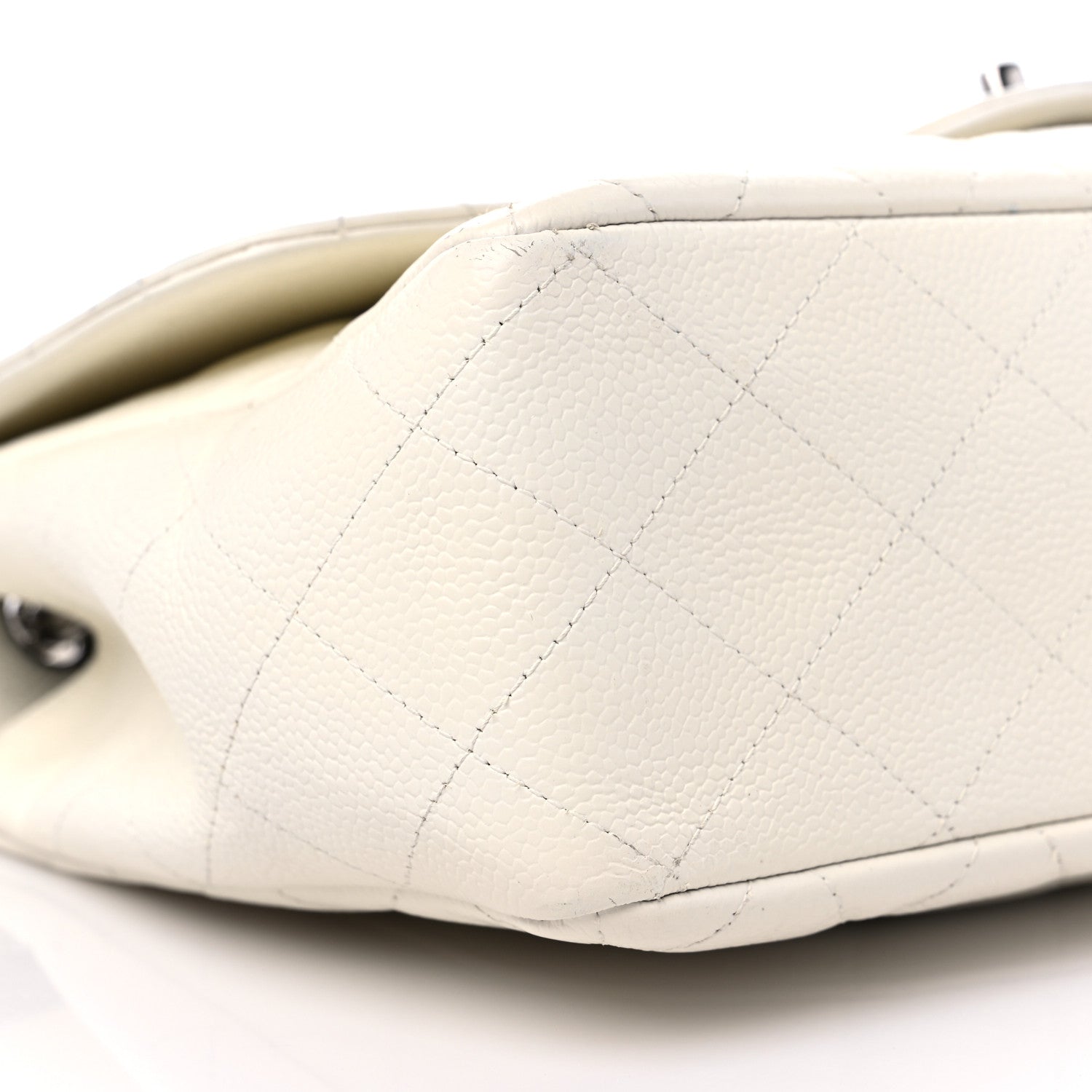 Chanel Caviar Quilted Jumbo Single Flap White 8 of 14