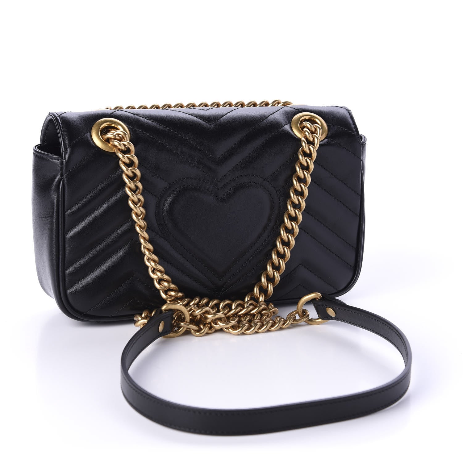 Gucci Calfskin Matelasse Mini GG Marmont Shoulder Bag Black 3 of 10