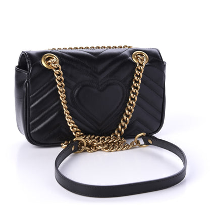 Gucci Calfskin Matelasse Mini GG Marmont Shoulder Bag Black 3 of 10