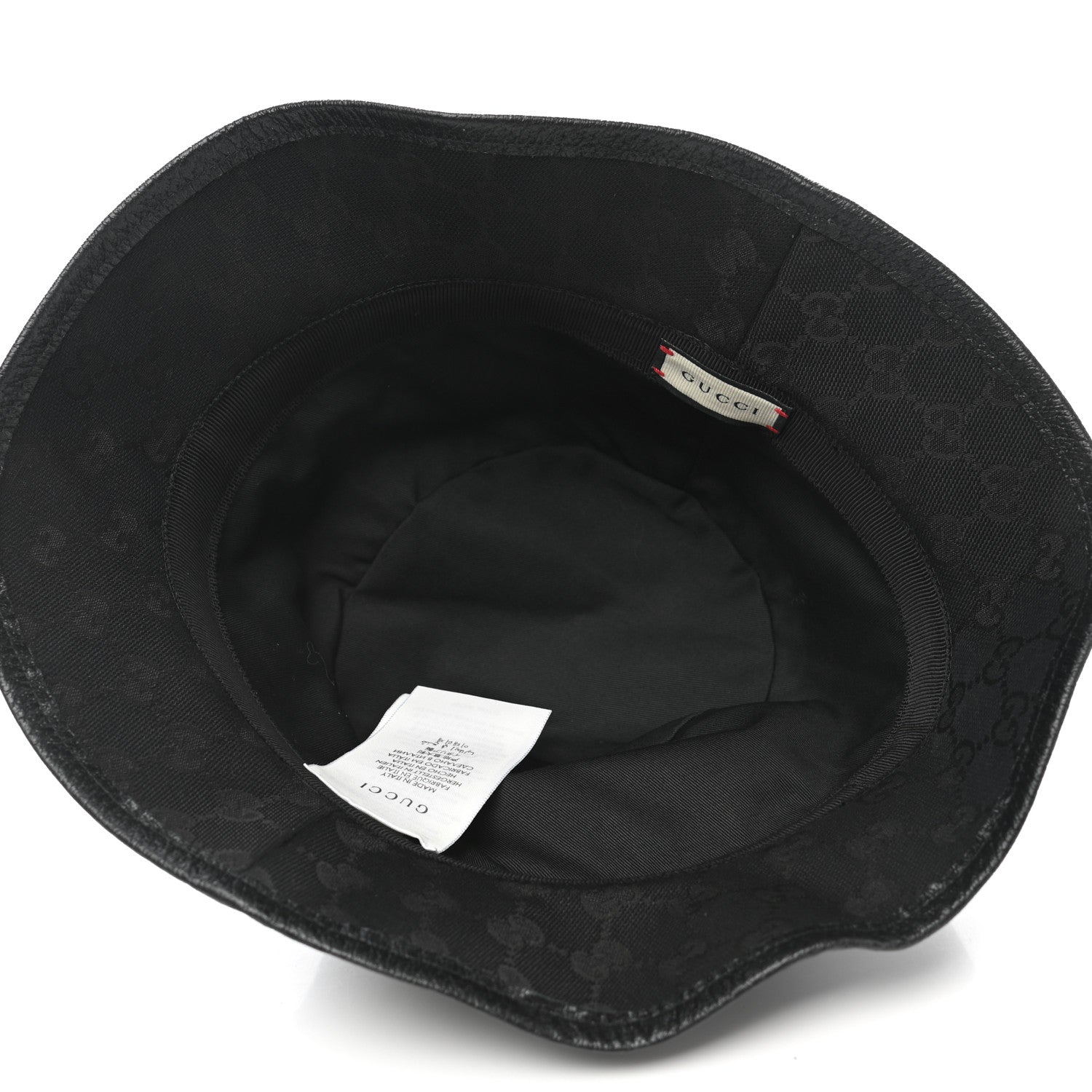 Gucci Monogram Textured Dollar Calfskin GG Jago Bucket Hat M Black 7 of 11