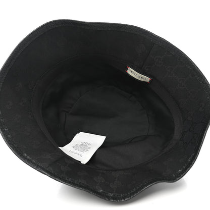 Gucci Monogram Textured Dollar Calfskin GG Jago Bucket Hat M Black 7 of 11