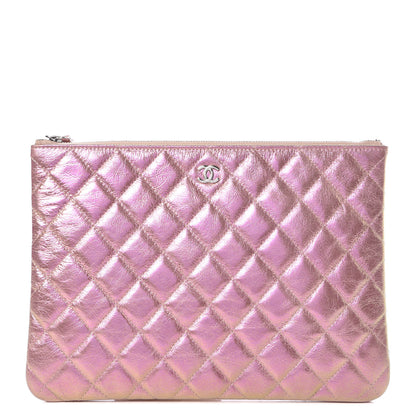 Chanel Iridescent Crumpled Calfskin Medium Cosmetic Case Pink 1 of 9