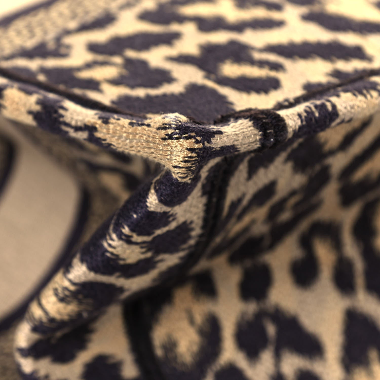 Christian Dior Canvas Mizza Embroidered Medium Leopard Book Tote Beige 11 of 14