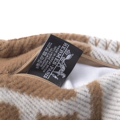 Hermes Wool Cashmere Avalon Pillow PM Ecru Camel 5 of 5