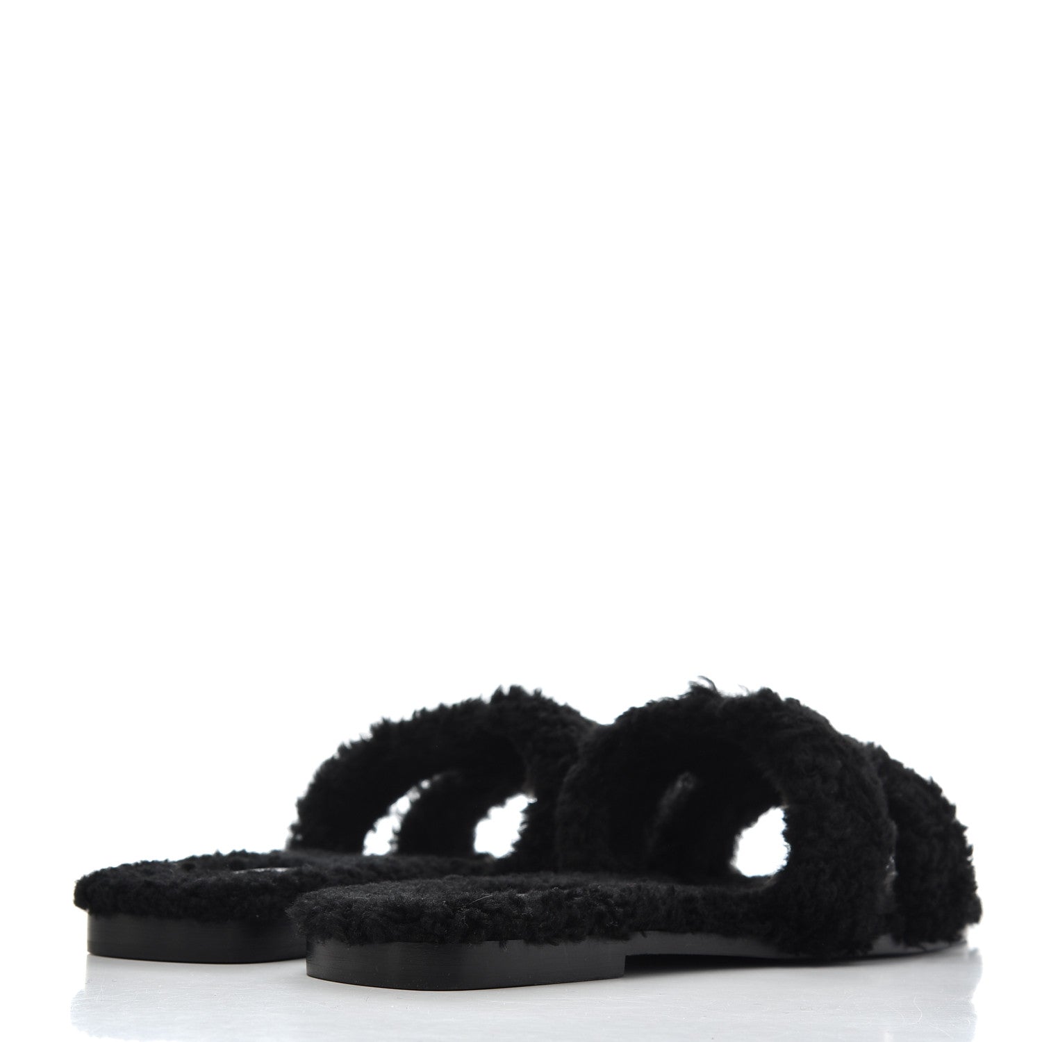 Hermes Woolskin Oran Sandals 40 Black 4 of 13