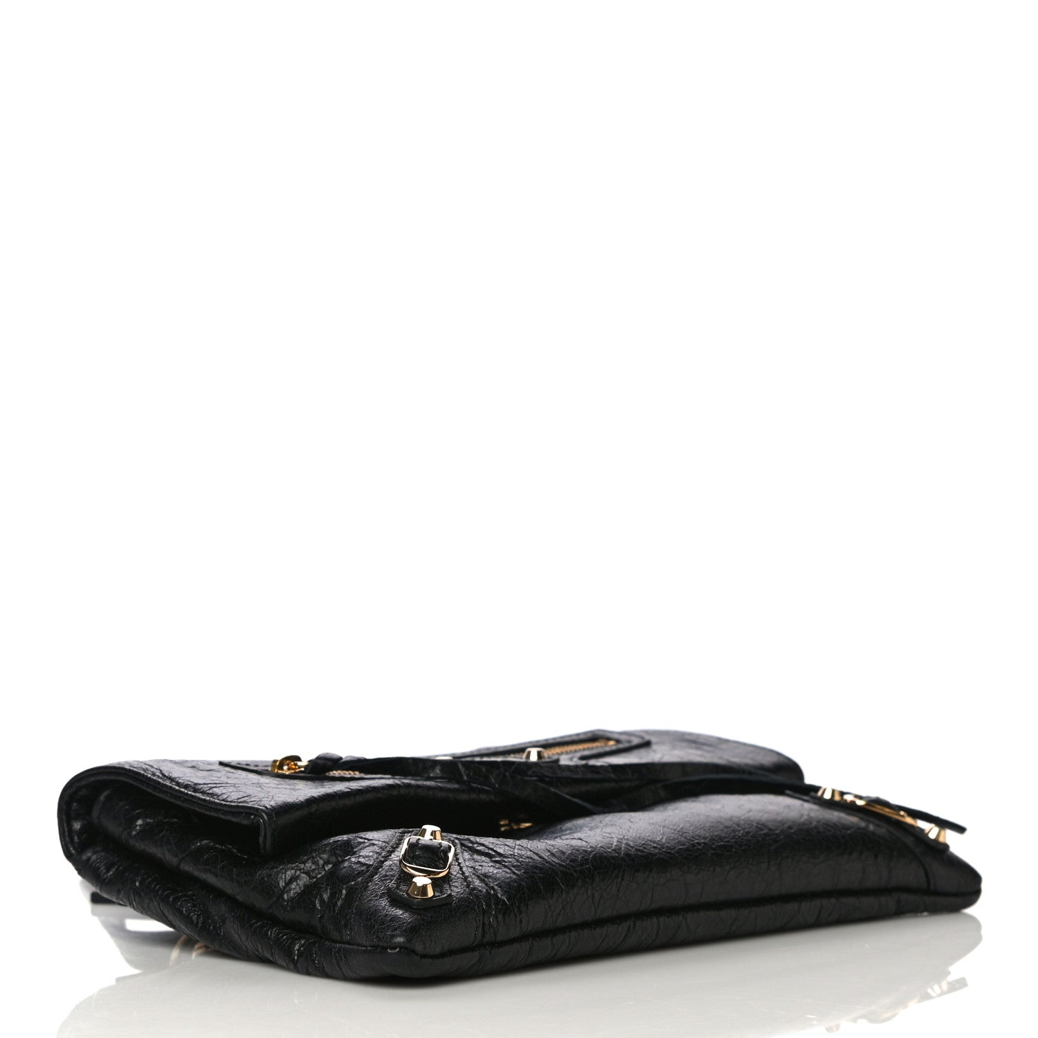 Balenciaga Agneau Classic Gold Hardware Mini Envelope Strap Clutch Black 4 of 9