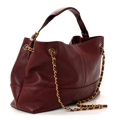 Chanel Calfskin Stitched Shopping Bag Burgundy 3 of 10