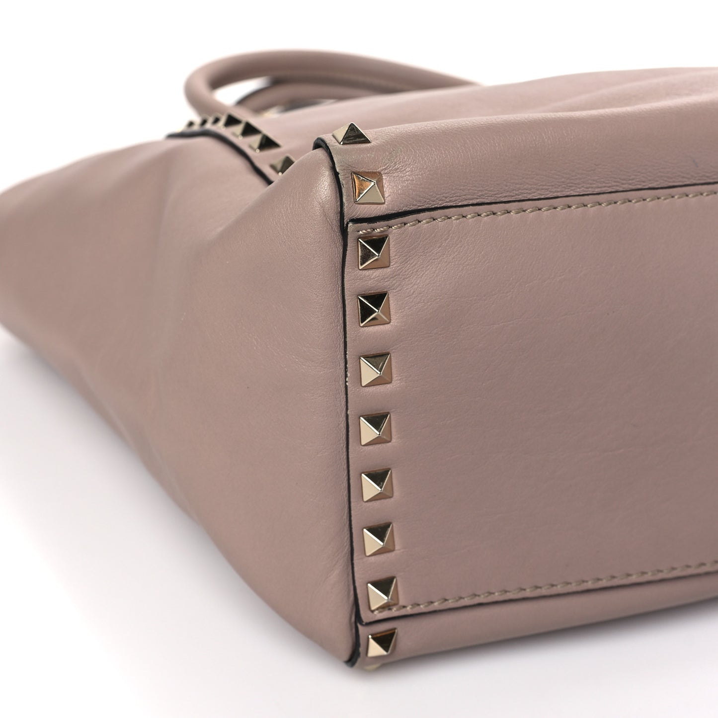 Vitello Rockstud Double Handle Tote Poudre