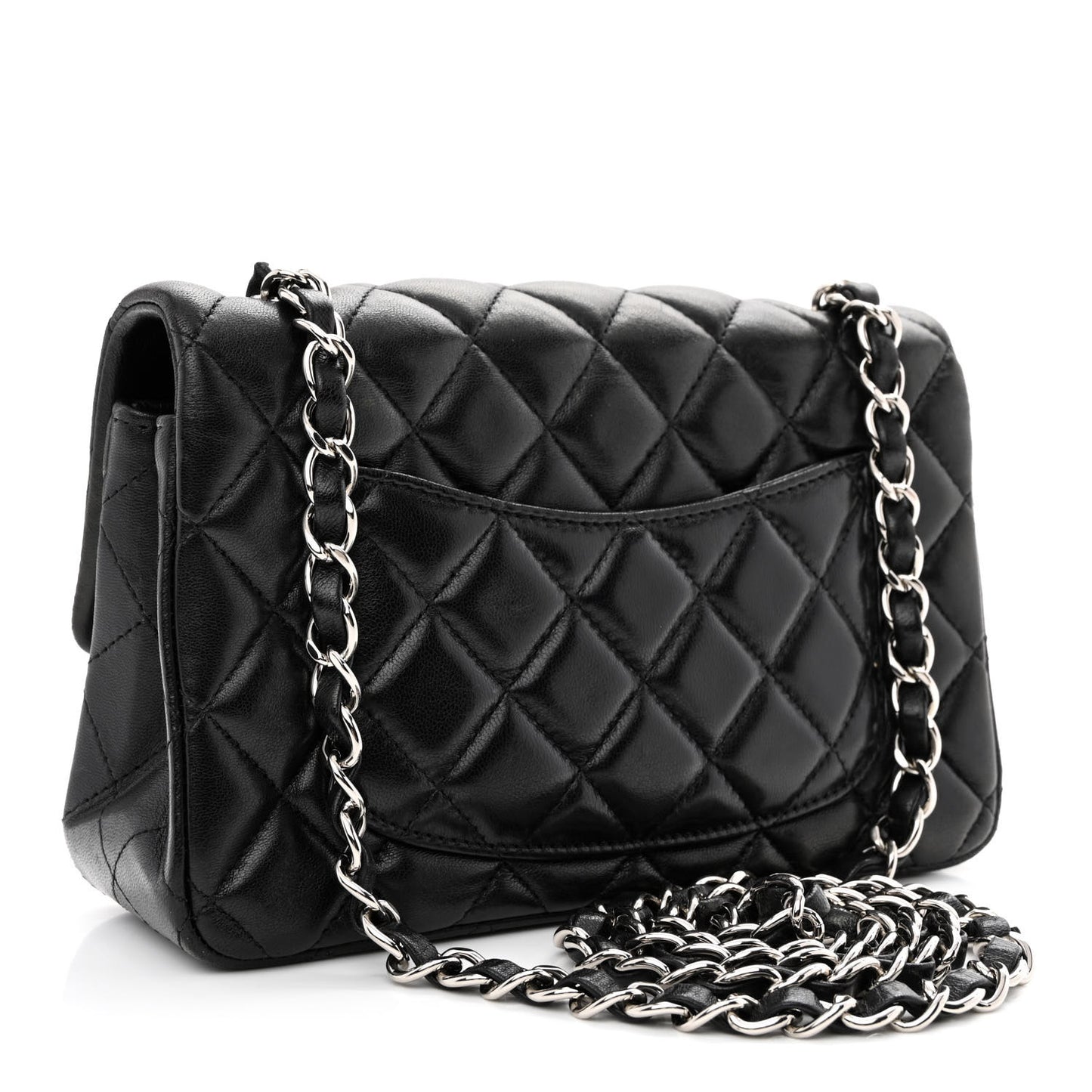 Lambskin Quilted Mini Rectangular Flap Black