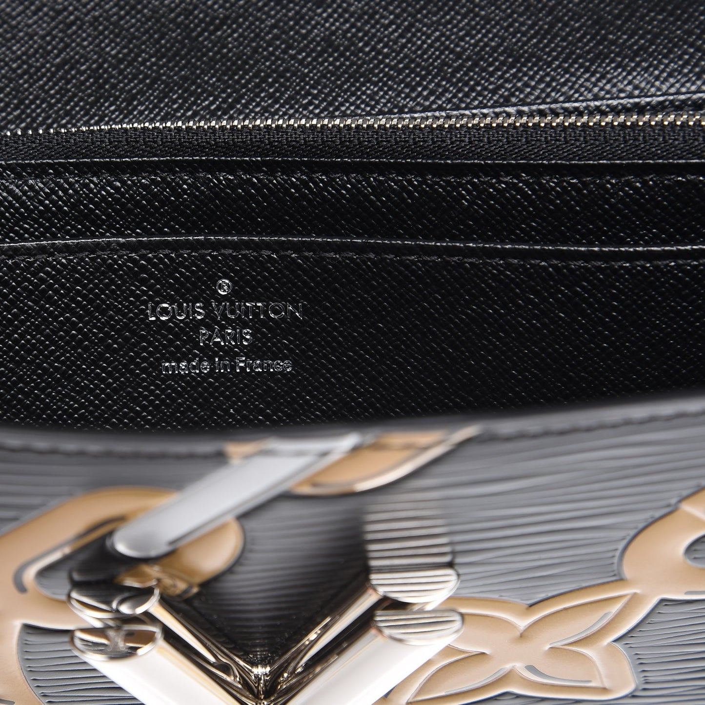 Epi Chain Flower Print Twist Wallet Black