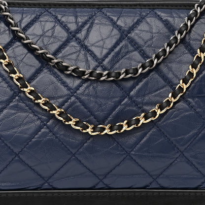 Chanel Aged Calfskin Quilted Medium Gabrielle Hobo Navy Black 9 of 13