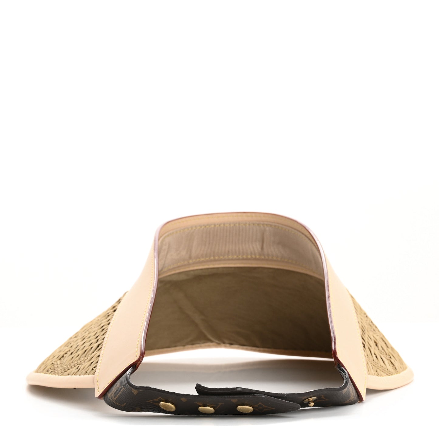 Calfskin Raffia Monogram Strawgram Visor Natural