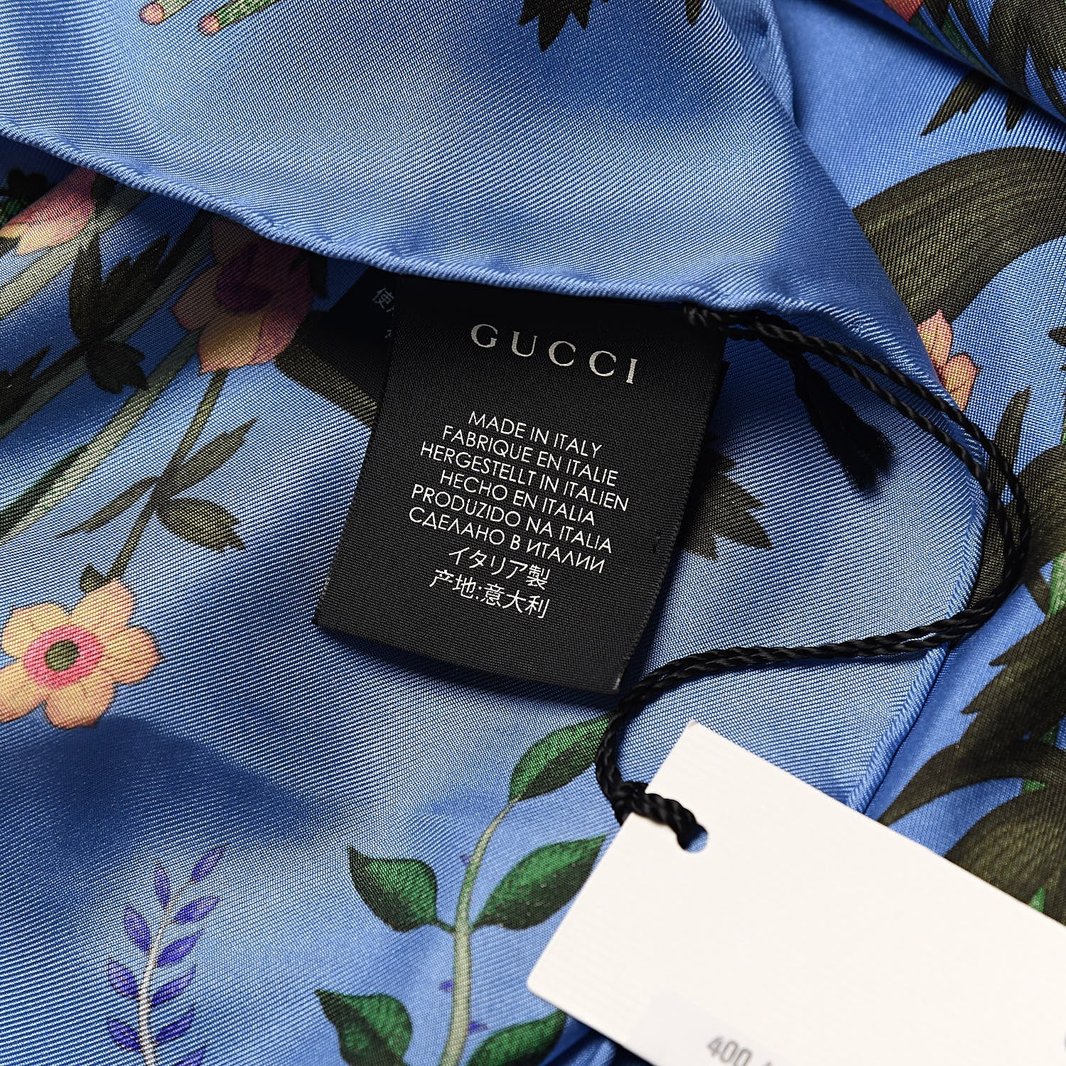 Gucci Silk Twill New Flora Square Scarf Bluette 4 of 4