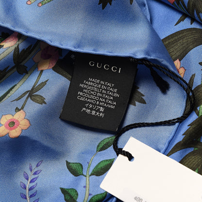 Gucci Silk Twill New Flora Square Scarf Bluette 4 of 4