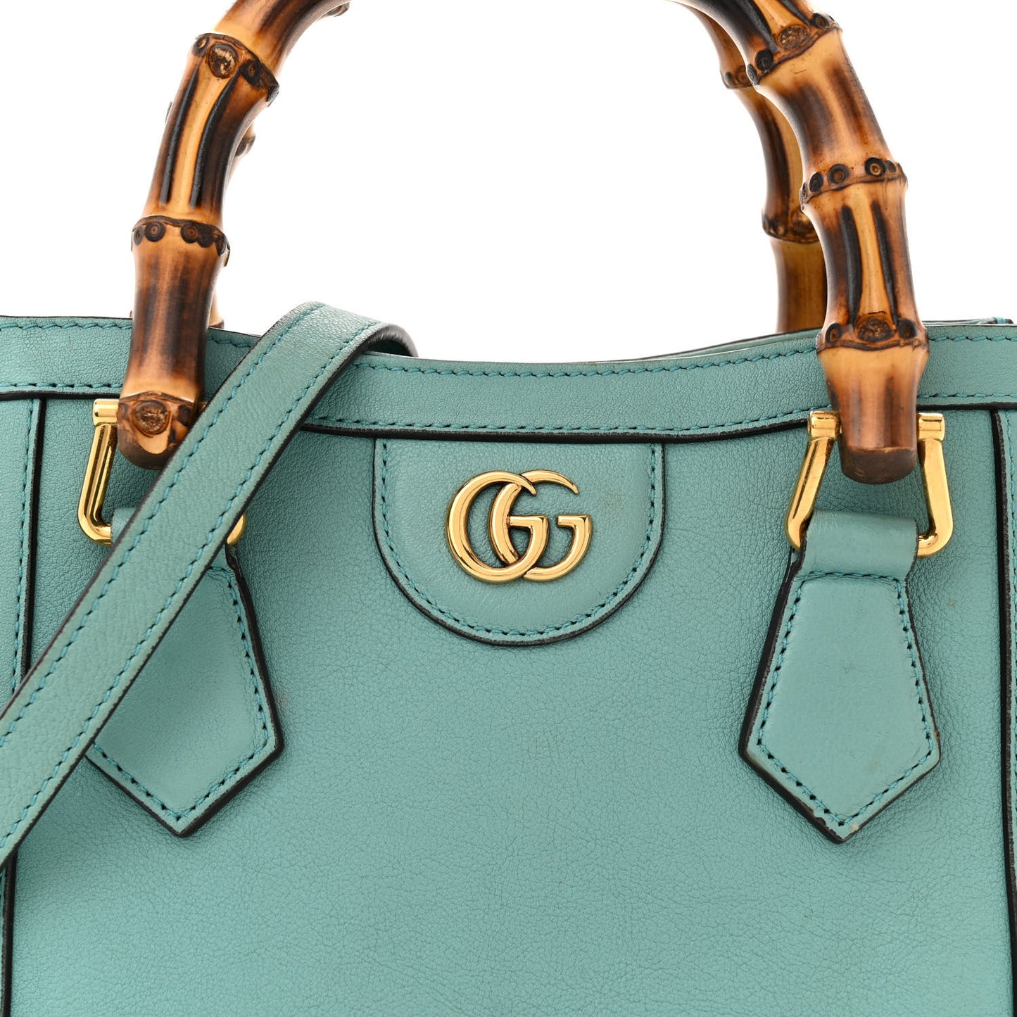 Wonka Grain Calfskin Mini Diana Tote Bag Dusty Azure Orange Fluo