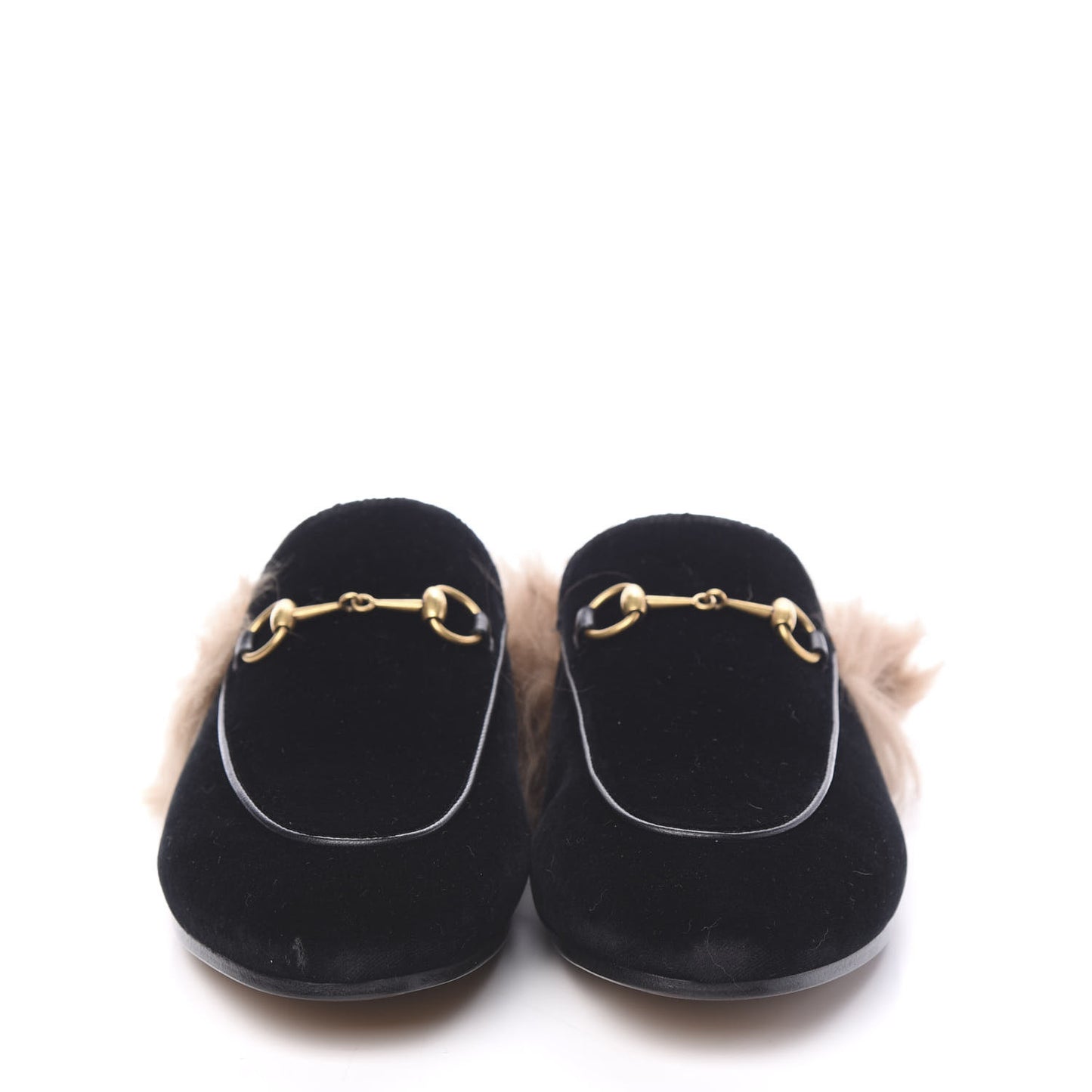 Velvet Fur Womens Princetown Slippers 40 Black