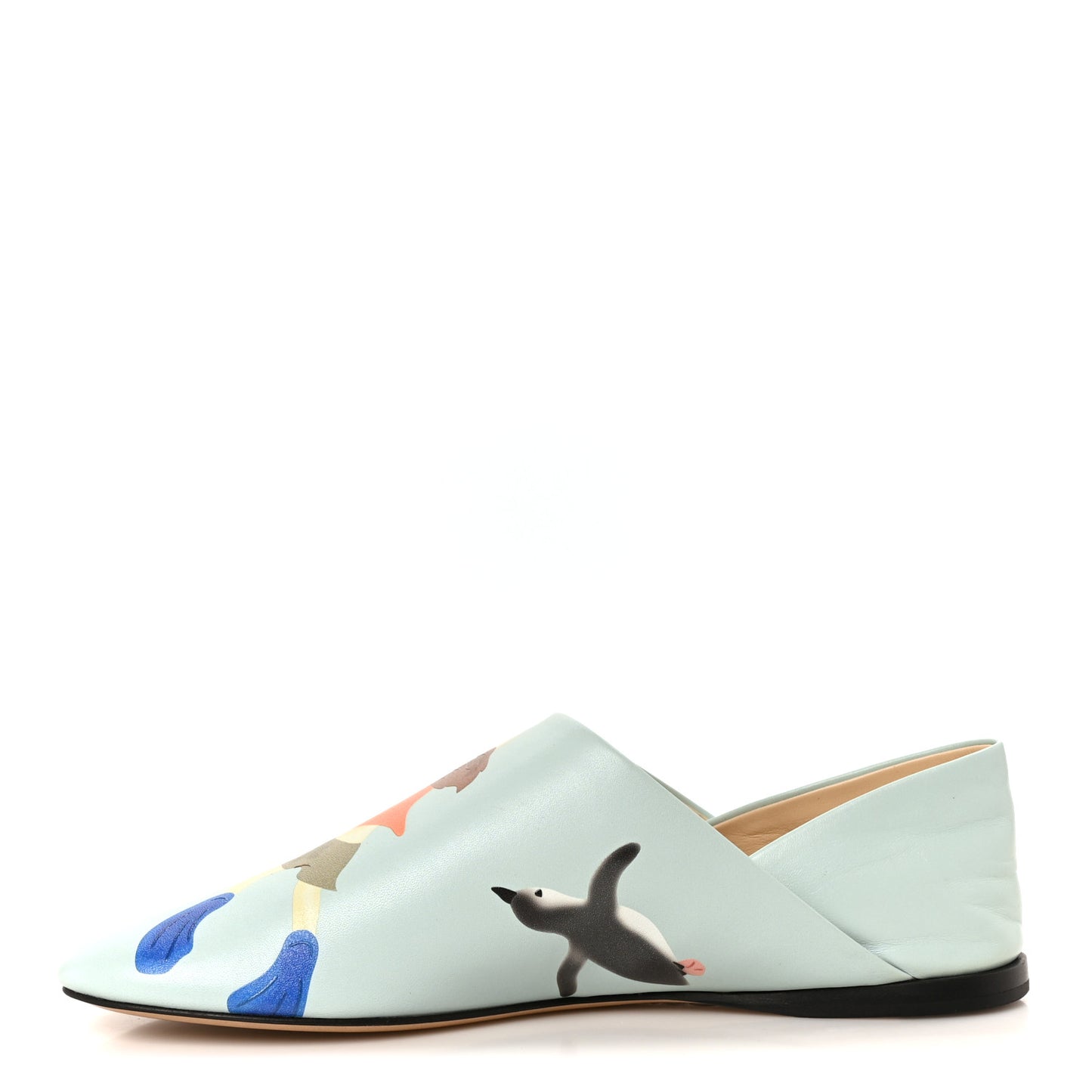 X SUNA FUJITA Goatskin Peguin Toy Slipper 36 Blue Iceberg