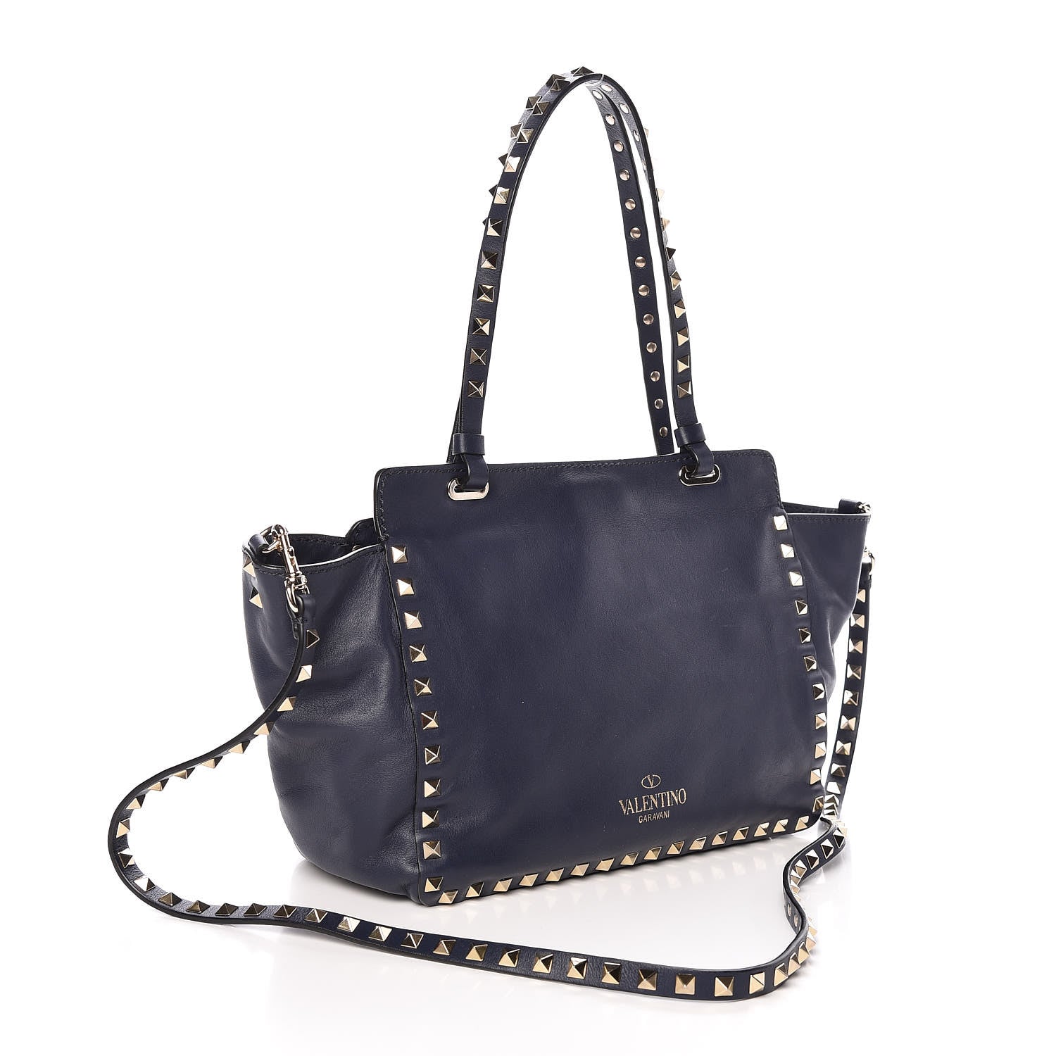 Valentino Garavani Vitello Small Rockstud Tote Marine 4 of 11