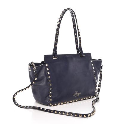 Valentino Garavani Vitello Small Rockstud Tote Marine 4 of 11