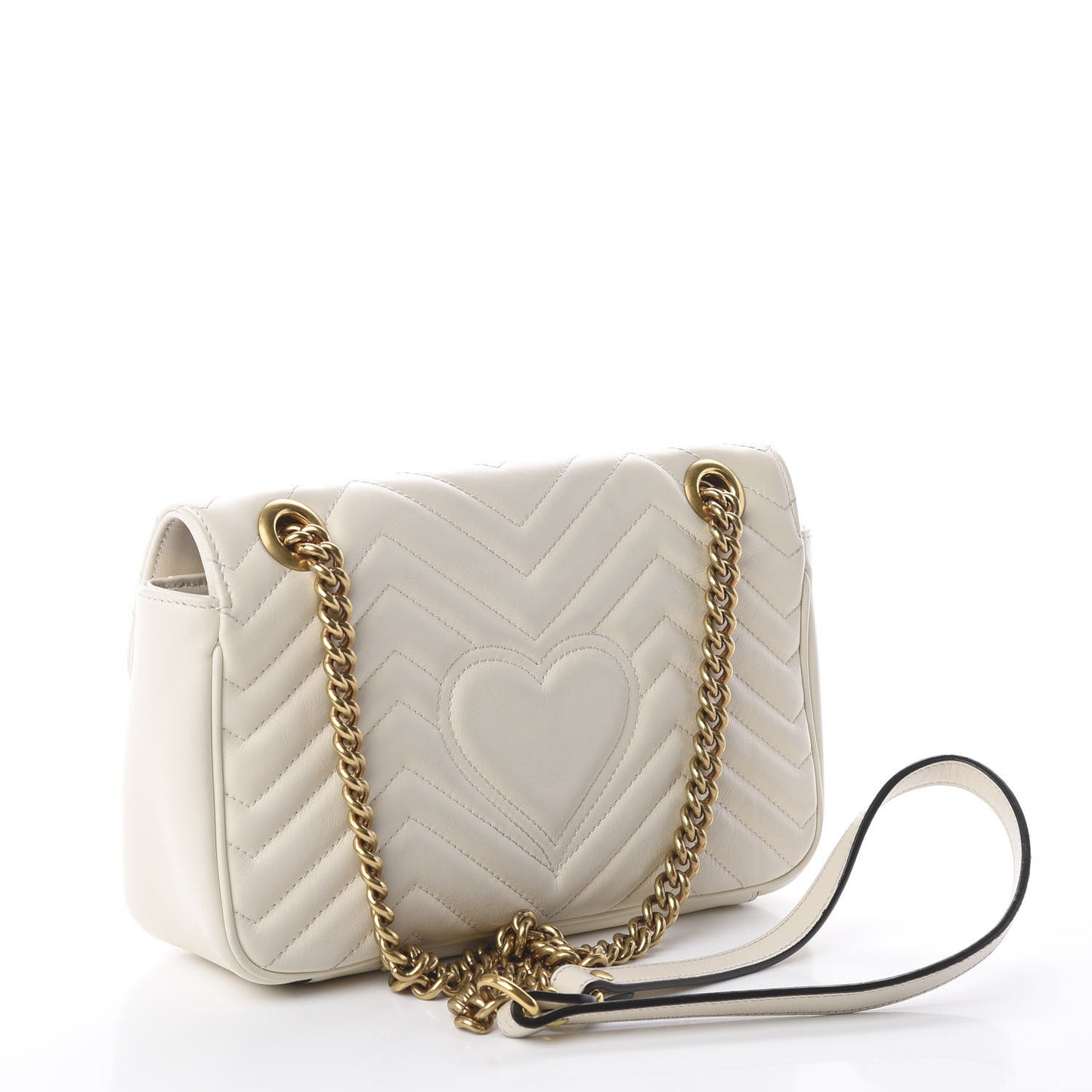 Calfskin Matelasse Small GG Marmont Shoulder Bag White