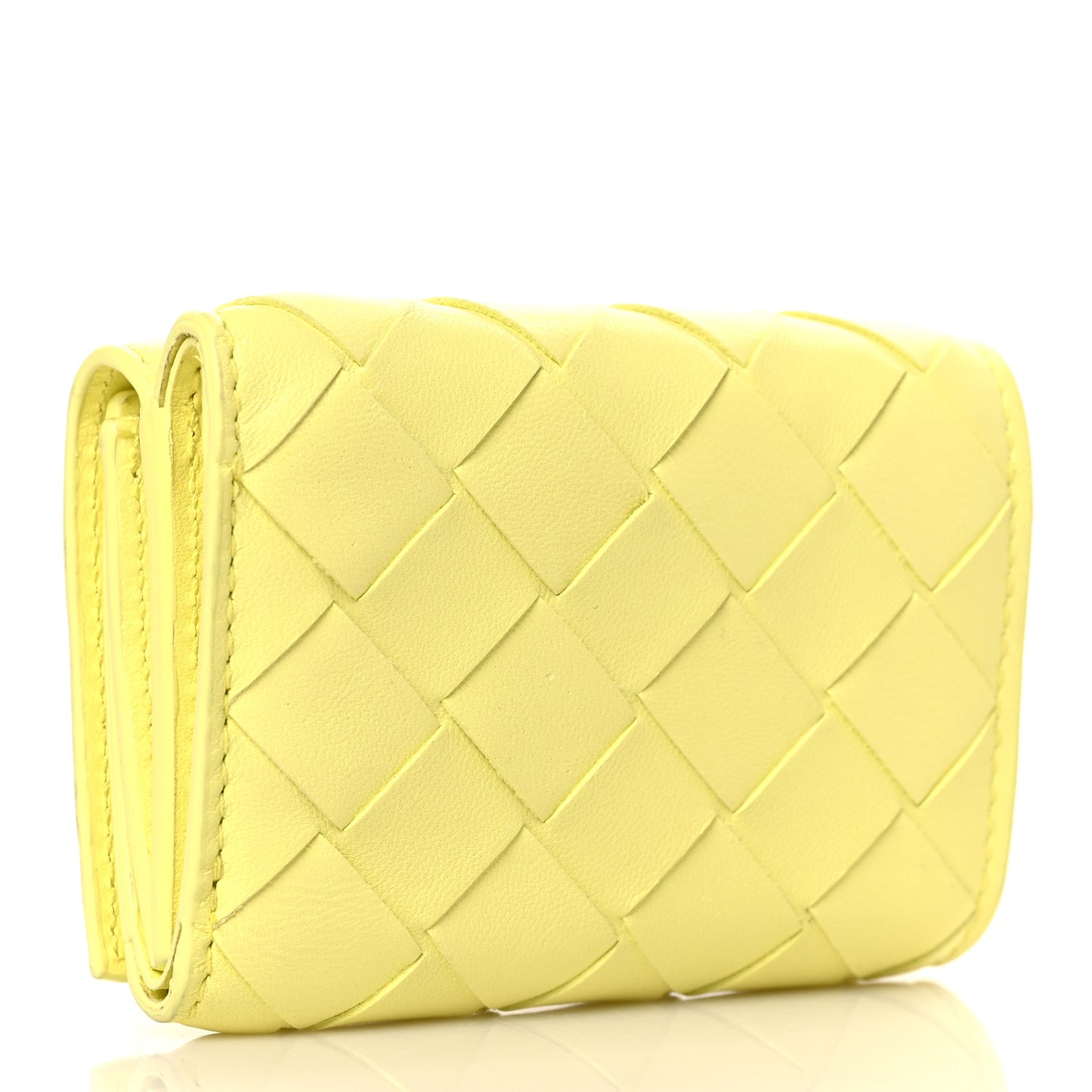 Nappa Intrecciato Tri-fold Wallet Yellow