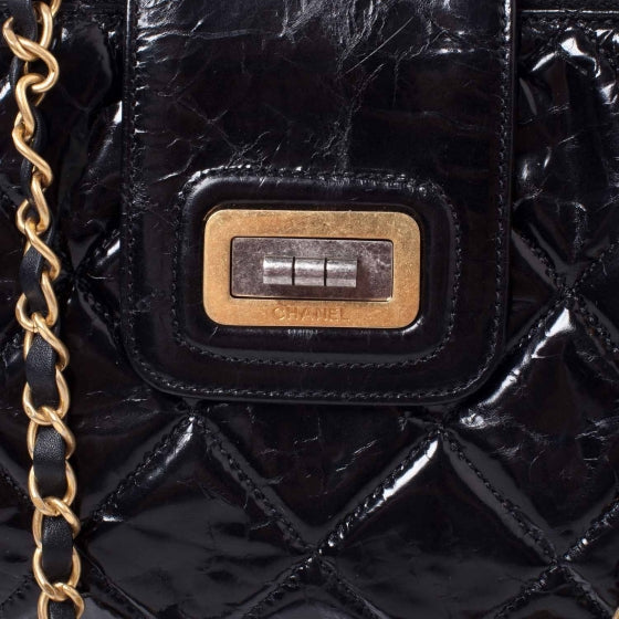Chanel Glazed Calfskin Mademoiselle Zip Shopping Tote Black 6 of 10