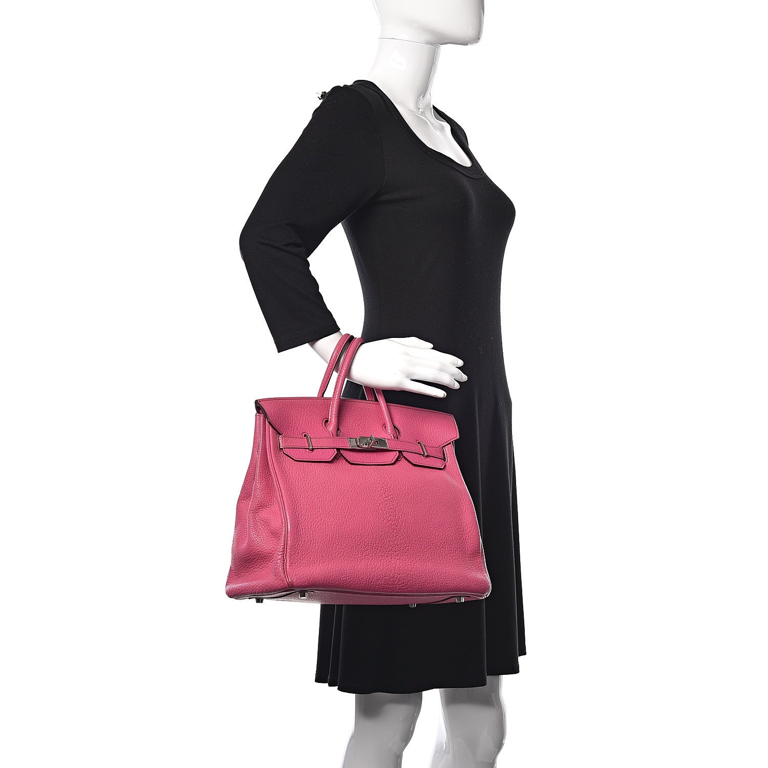Hermes Chevre de Coromandel HAC Birkin 32 Fuchsia 2 of 19