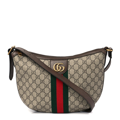 Gucci GG Supreme Monogram Web Small Ophidia Half Moon Hobo Brown 1 of 9