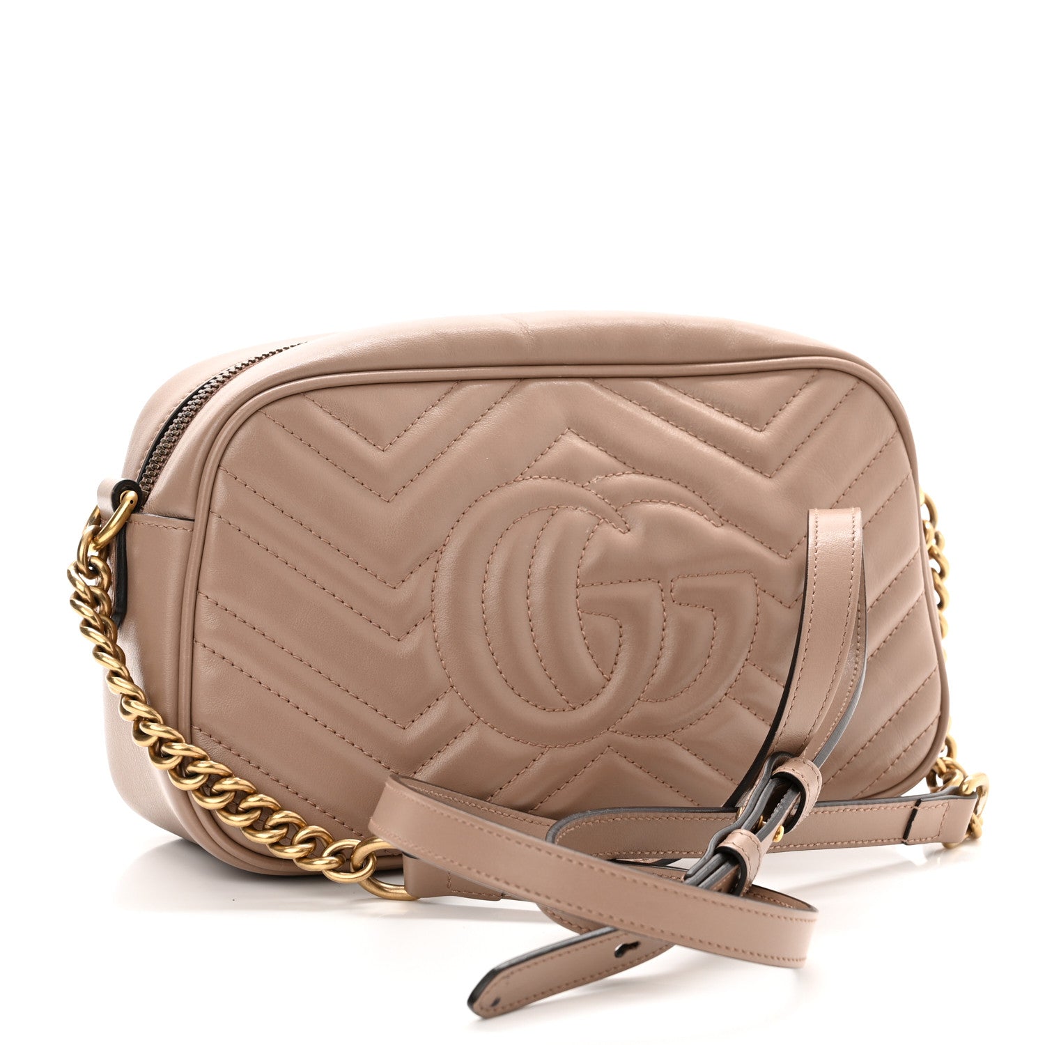 Gucci Calfskin Matelasse Small GG Marmont Chain Shoulder Bag Porcelain Rose 3 of 11