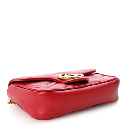 Gucci Calfskin Matelasse Super Mini GG Marmont Shoulder Bag Hibiscus Red 4 of 11