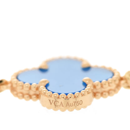Van Cleef & Arpels 18K Yellow Gold Blue Agate 5 Motifs Vintage Alhambra Bracelet 4 of 7