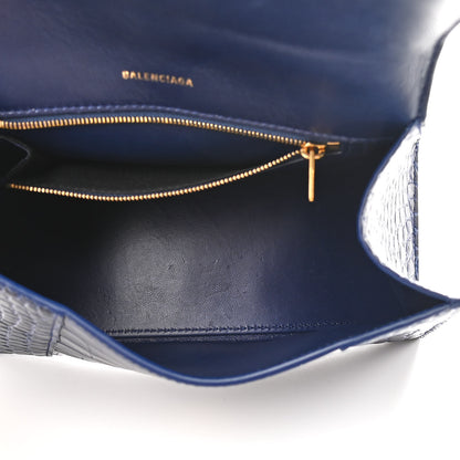 Balenciaga Calfskin Crocodile Embossed Small Hourglass Top Handle Bag Indigo 5 of 9