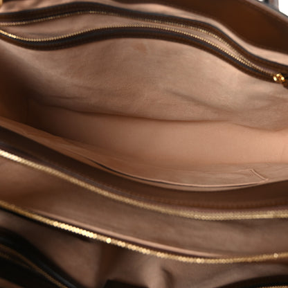 Gucci GG Supreme Monogram Azalea Calfskin Web Large Jackie 1961 Tote Beige Ebony Brown Sugar 6 of 10