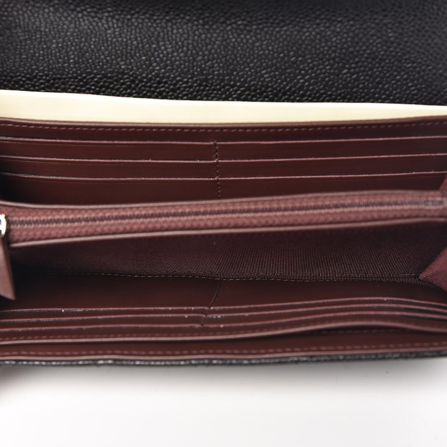 Caviar Quilted Large Gusset Flap Wallet Black